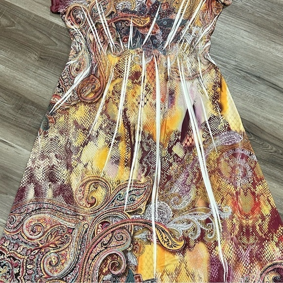 One World Orange Paisley Snake Skin Print Dress Women size Medium - Picture 6 of 14
